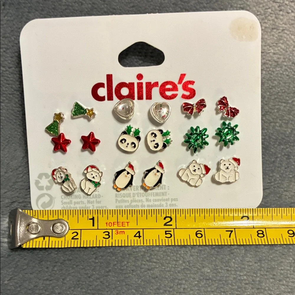 Claire's Holiday Earring Set - Red, Green, Silver